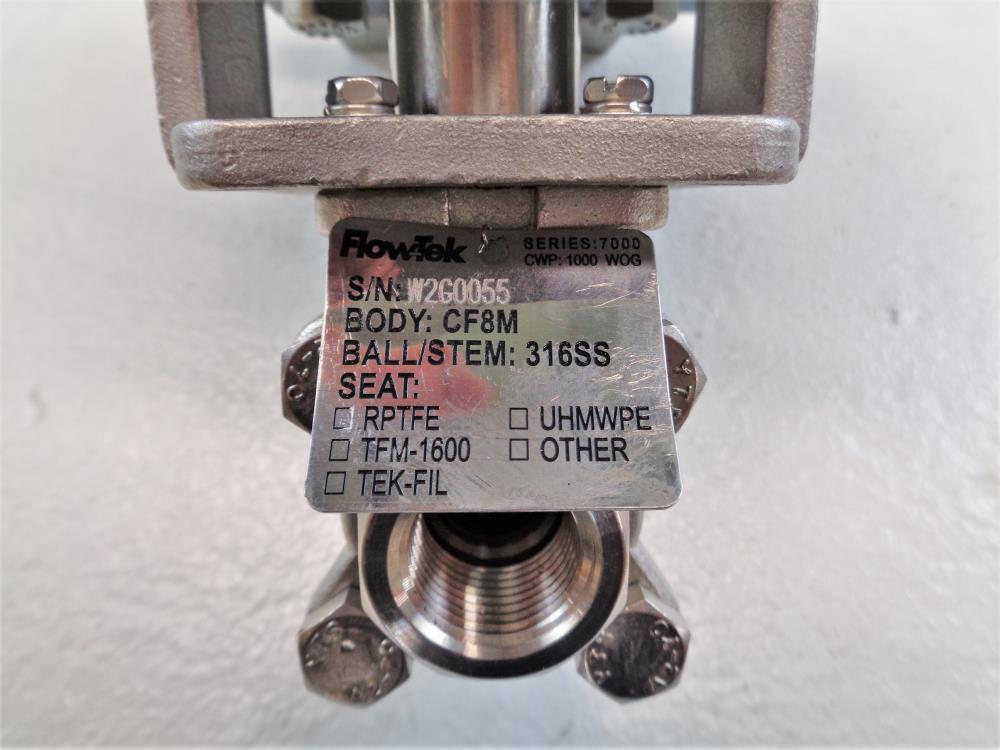 FlowTek 1/2" NPT 316SS Ball Valve Series 7000 w/ Bray Actuator 930635-11305928